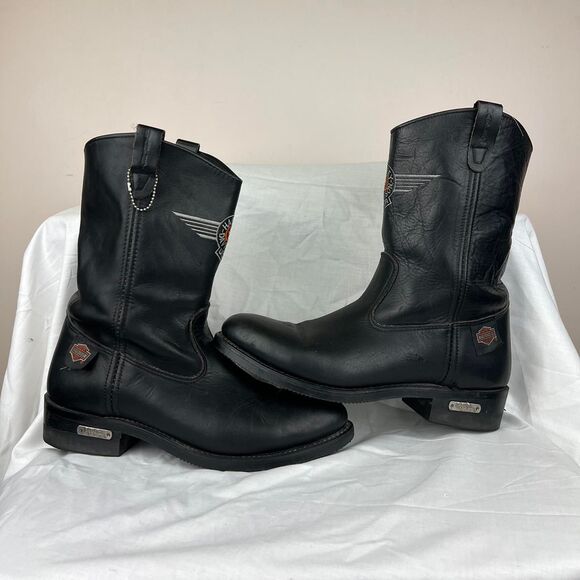 Vintage Men’s Harley Davidson Eagle Cowboy Boots Size 11 Made in the USA Riding - Picture 1 of 8